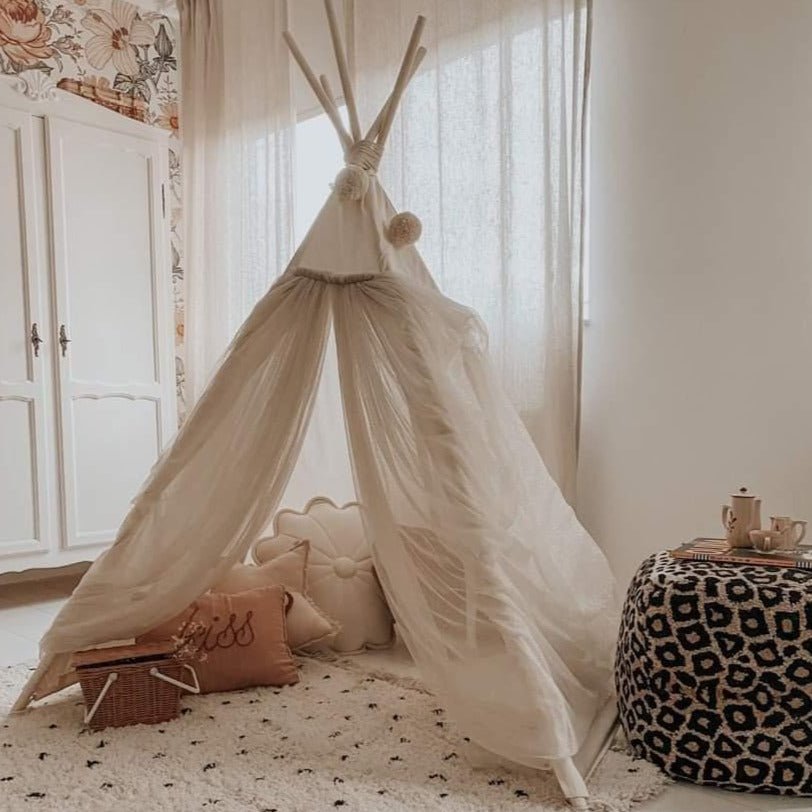 MINICAMP Fairy Kids Play Tent With Tulle in Ecru - Edie And I