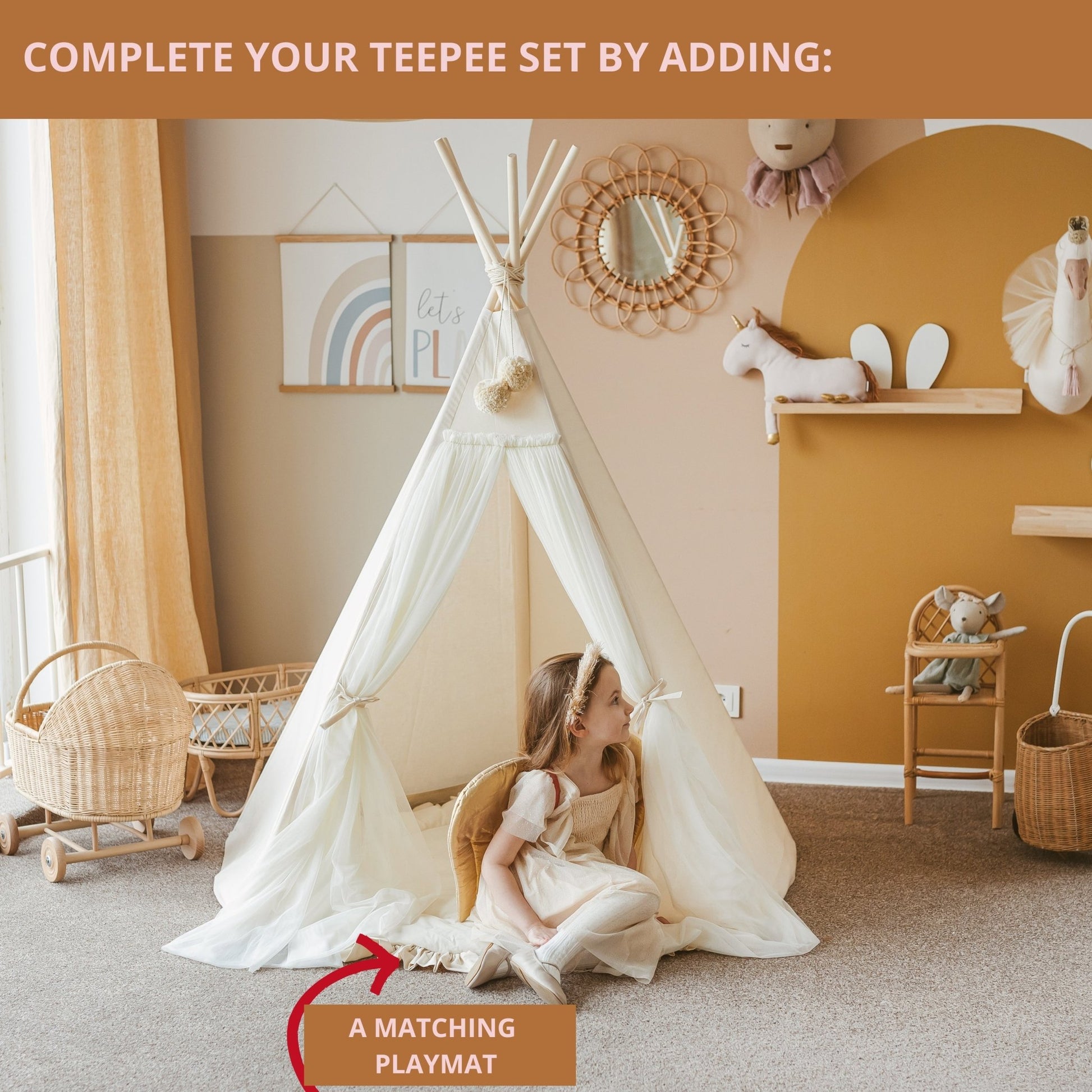 MINICAMP Fairy Kids Play Tent With Tulle in Ecru - Edie And I