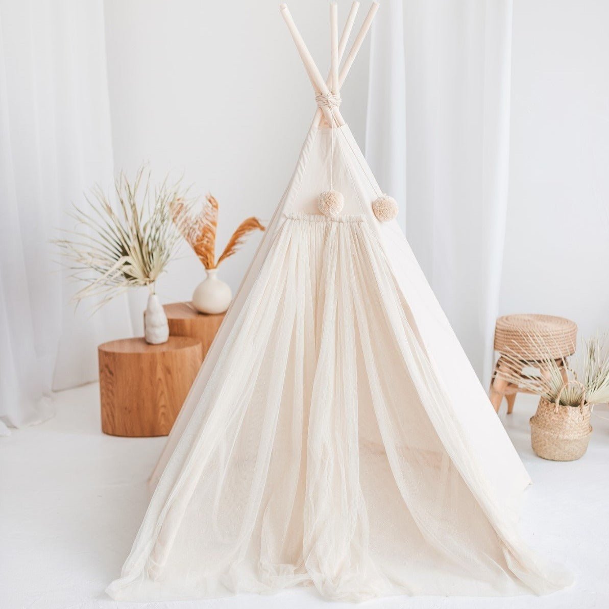 MINICAMP Fairy Kids Play Tent With Tulle in Ecru - Edie And I