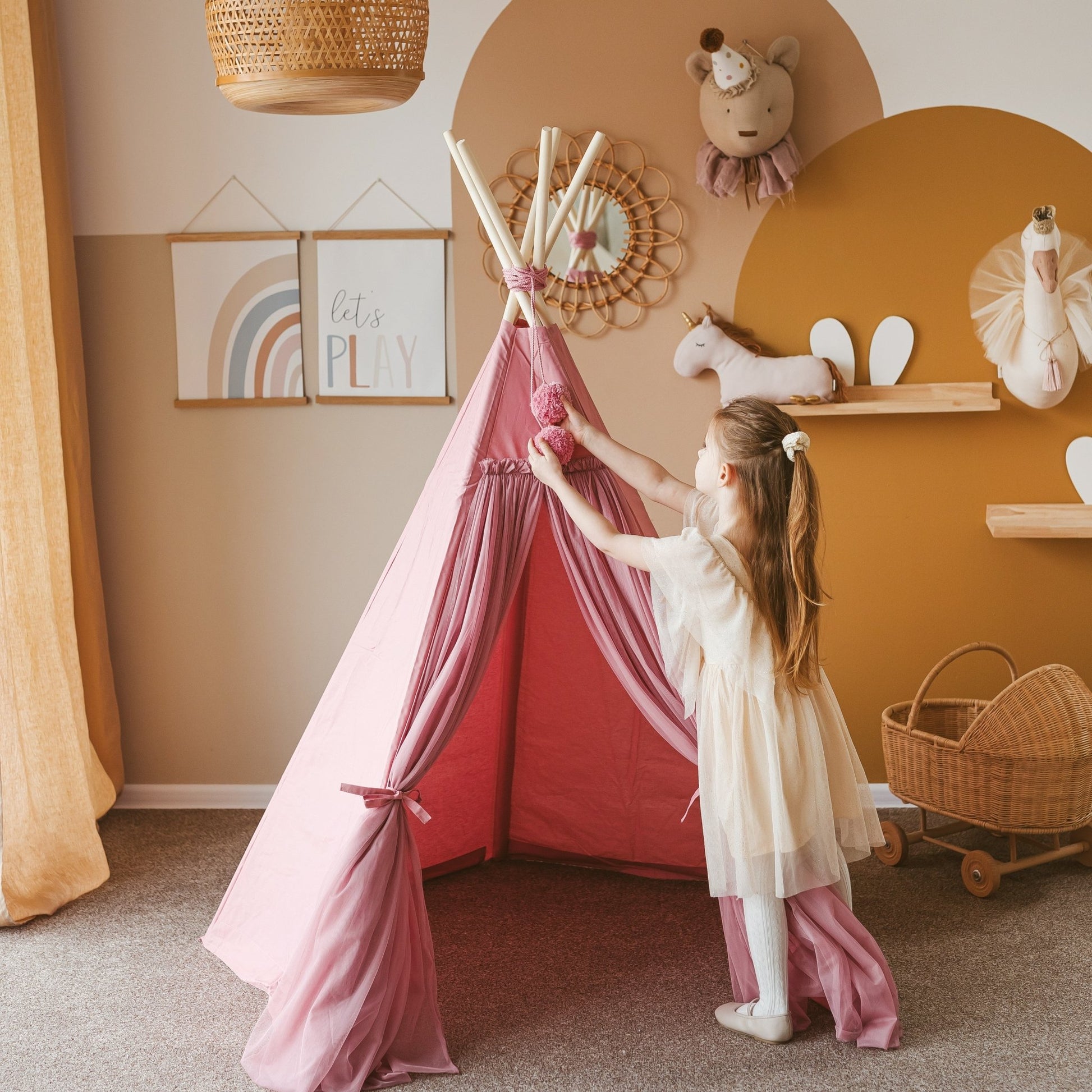 MINICAMP Fairy Kids Play Tent With Tulle in Rose - Edie And I
