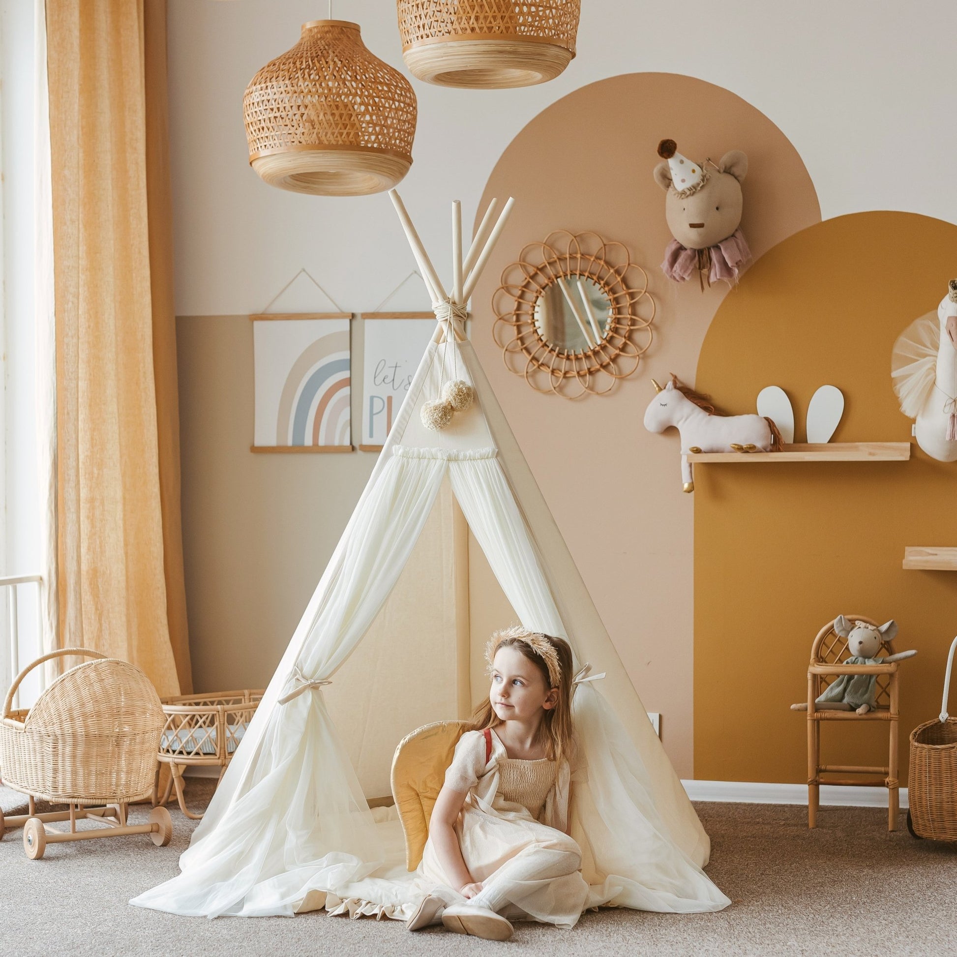 MINICAMP Fairy Kids Play Tent With Tulle in Rose - Edie And I