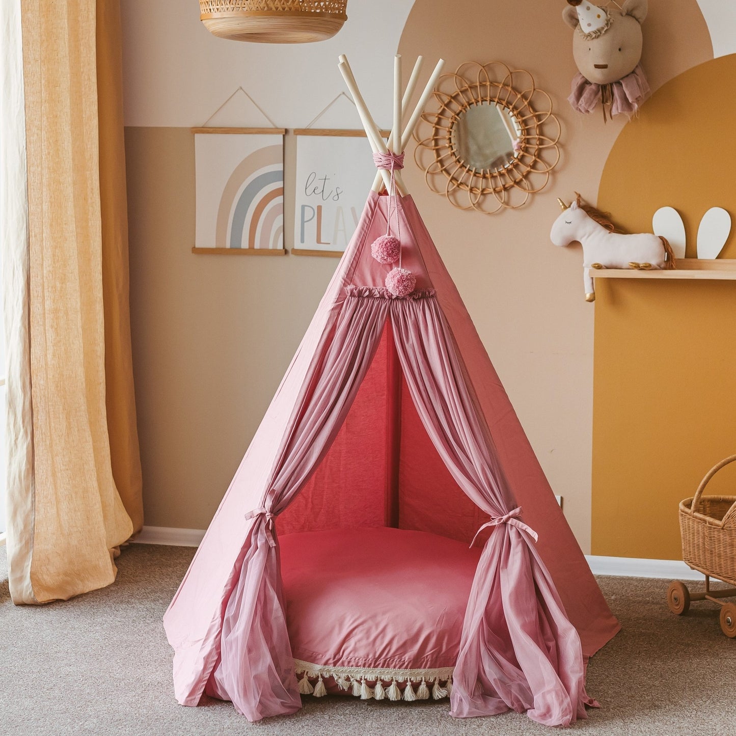 MINICAMP Fairy Kids Play Tent With Tulle in Rose - Edie And I