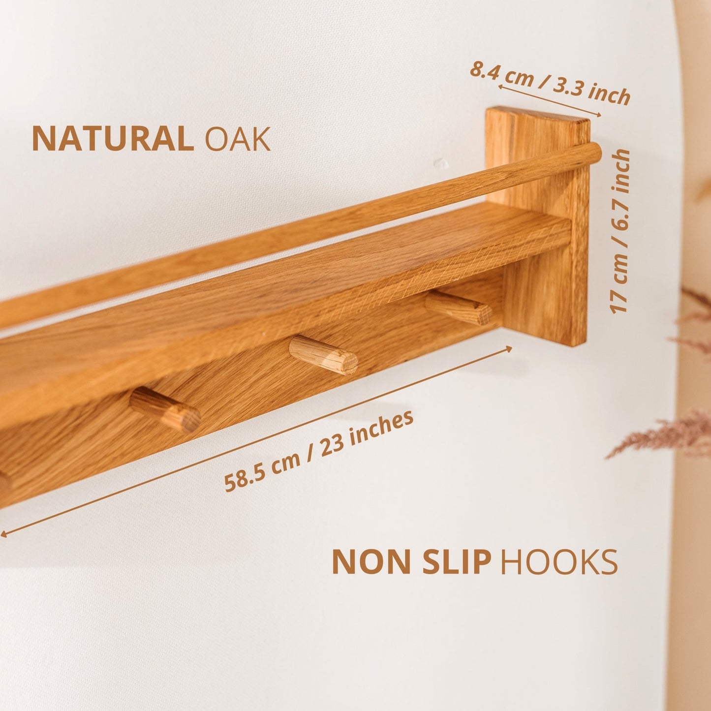 MINICAMP Floating Kids Bookshelf With Coat Hooks Made of Solid Oak - Edie And I