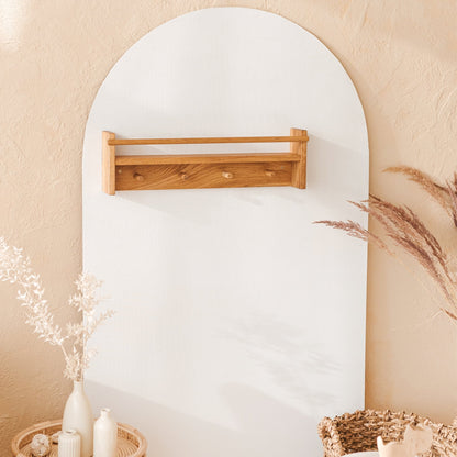MINICAMP Floating Kids Bookshelf With Coat Hooks Made of Solid Oak - Edie And I