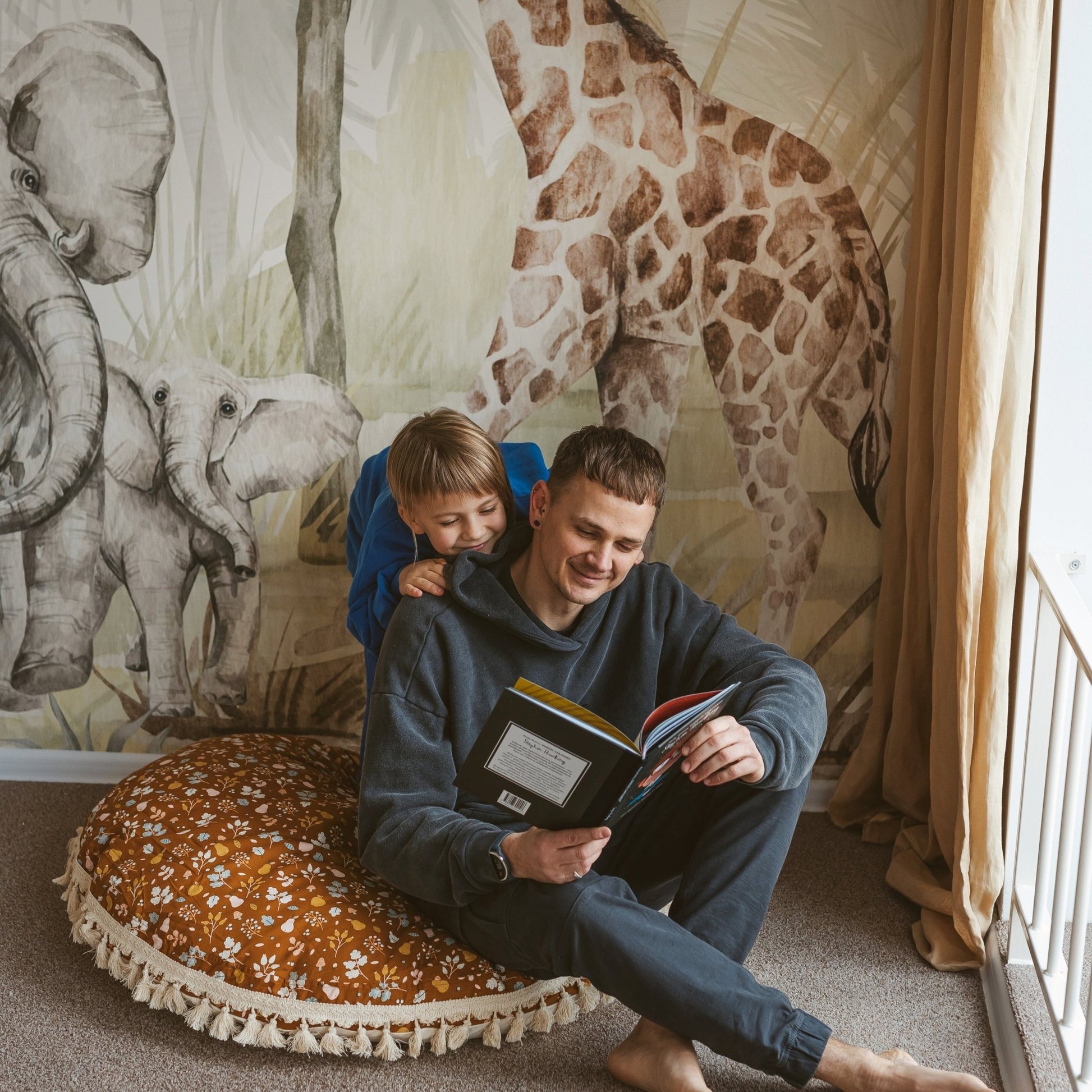 MINICAMP Kids Floor Cushion Seating Pouffe in Plant Pattern - Edie And I