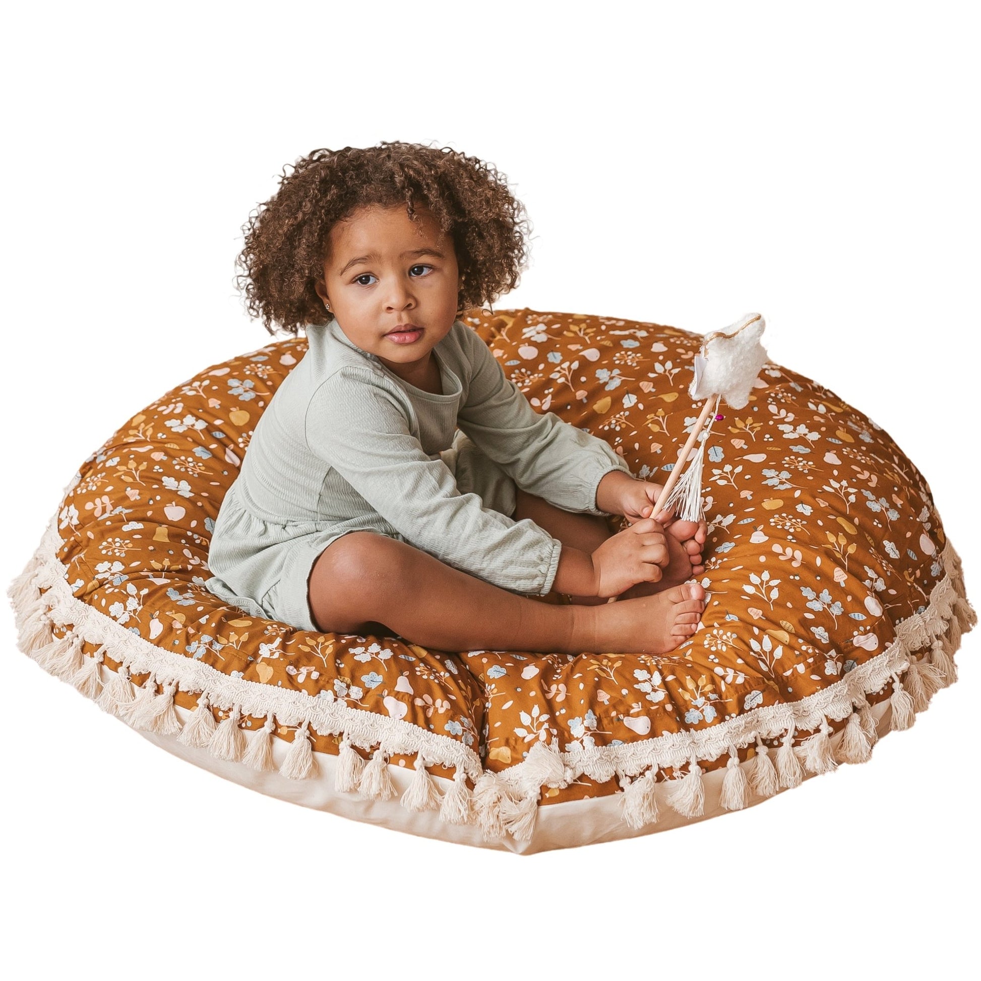 MINICAMP Kids Floor Cushion Seating Pouffe in Plant Pattern - Edie And I