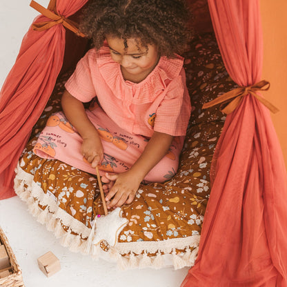 MINICAMP Kids Floor Cushion Seating Pouffe in Plant Pattern - Edie And I
