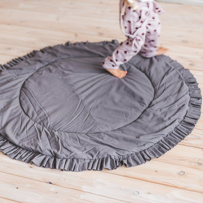 MINICAMP Kids Playmat With Ruffled Border in Grey - Edie And I