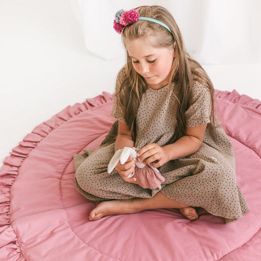 MINICAMP Kids Playmat With Ruffled Border in Rose - Edie And I