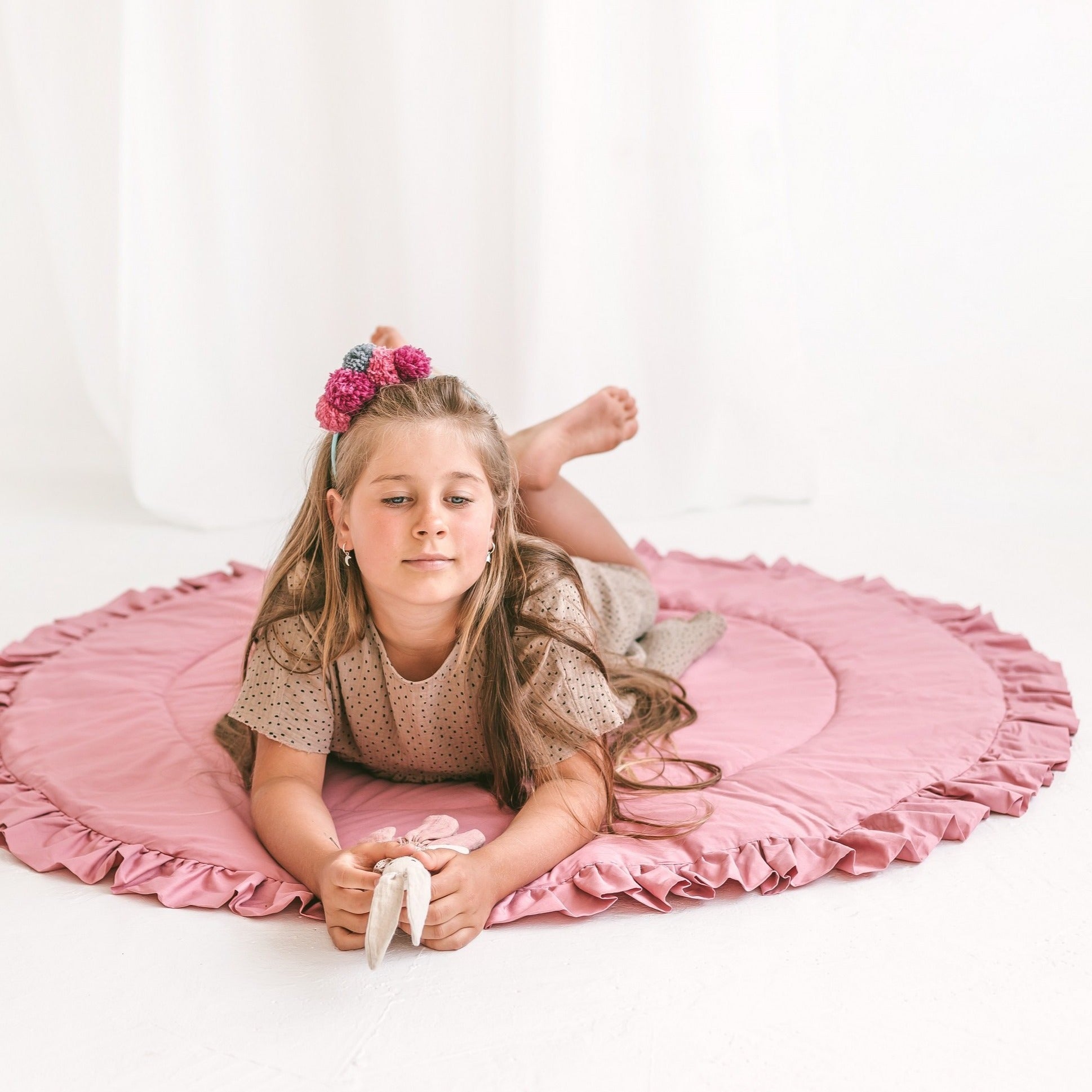 MINICAMP Kids Playmat With Ruffled Border in Rose - Edie And I