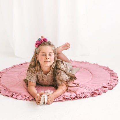 MINICAMP Kids Playmat With Ruffled Border in Rose - Edie And I