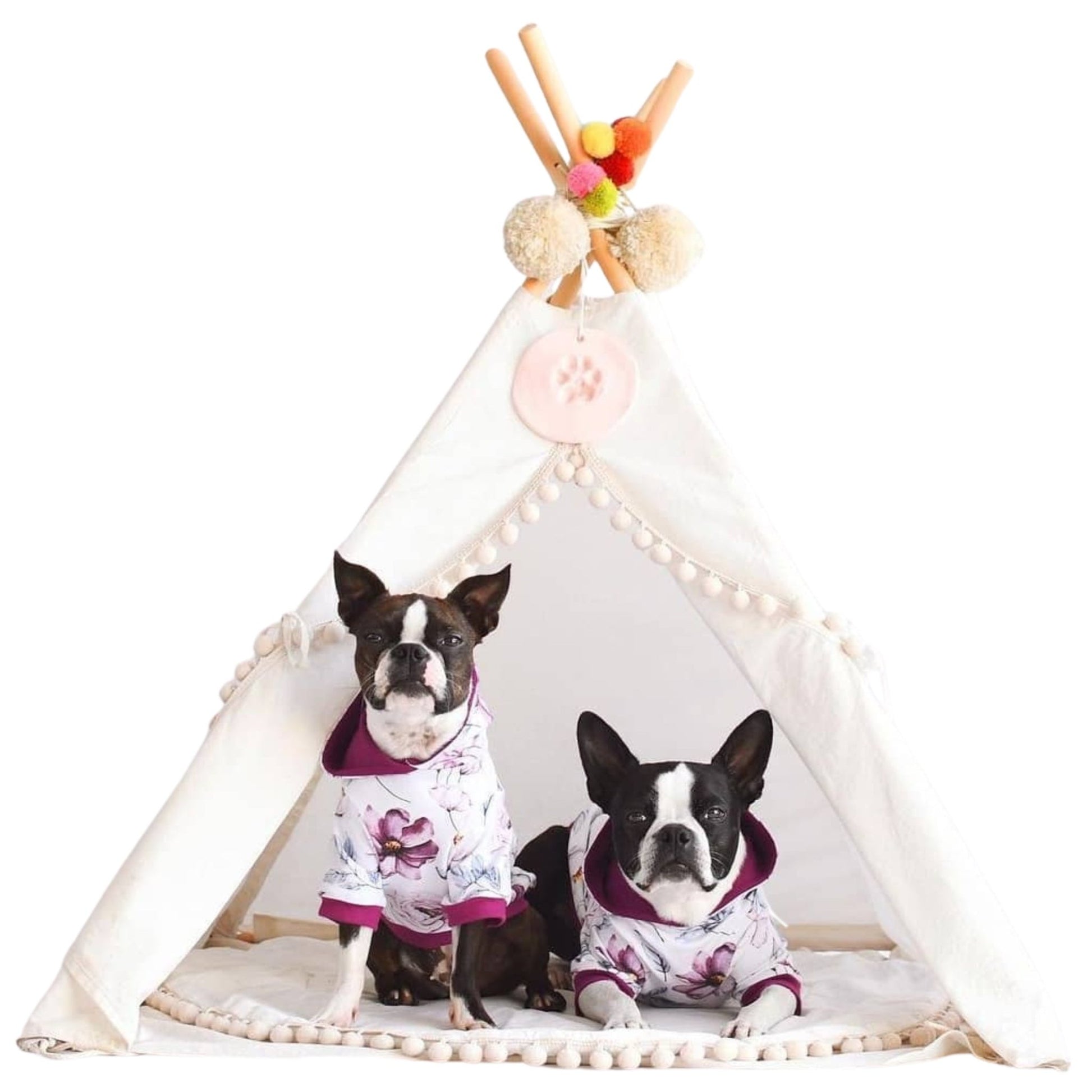 MINICAMP Large Dog Teepee Tent in Ecru With Pompoms – Size L - Edie And I