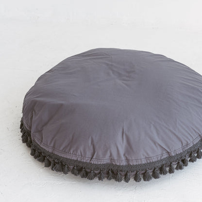 MINICAMP Large Floor Cushion With Tassels in Grey - Edie And I