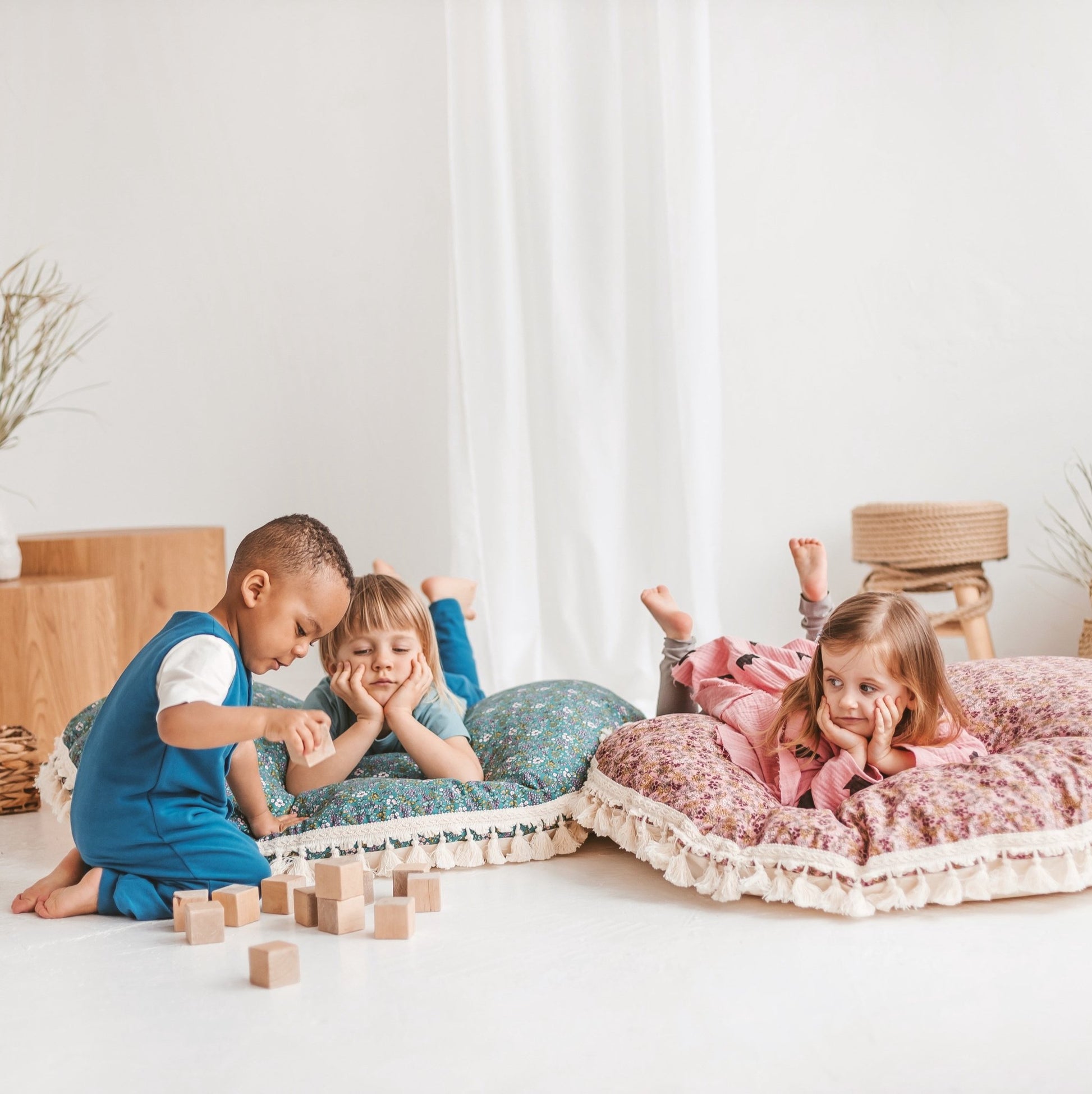 MINICAMP Large Floor Pillow for Kids, Reading Nook in Green - Edie And I