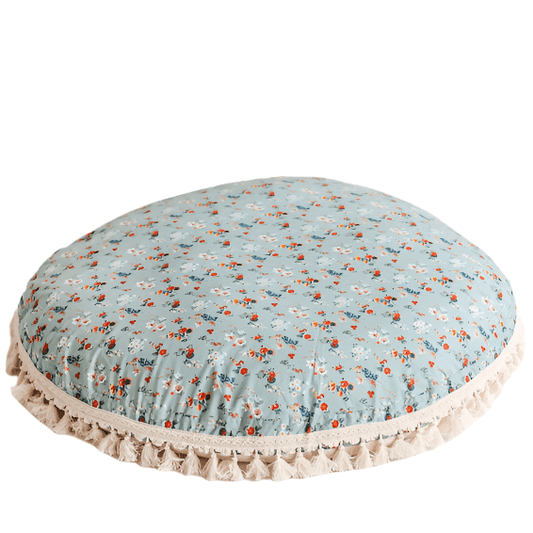 MINICAMP Large Floor Pillow in Mint and Floral Pattern - Edie And I