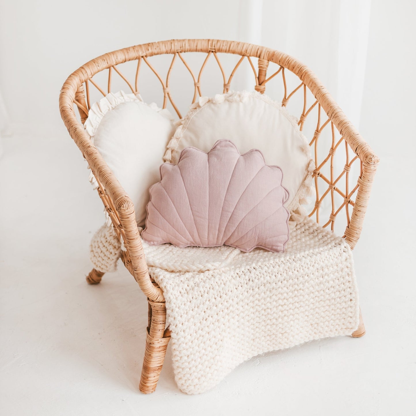 MINICAMP Linen Sea Shell Pillow – Pink Throw Pillow for Coastal & Beach Decor - Edie And I