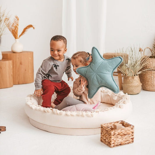 MINICAMP Linen Sea Star Pillow – Mint Throw Pillow for Coastal & Beach Decor - Edie And I