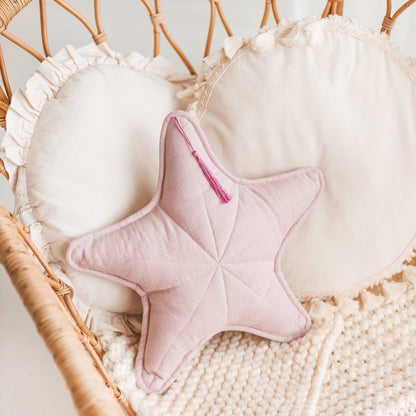 MINICAMP Linen Sea Star Pillow – Pink Throw Pillow for Coastal & Beach Decor - Edie And I