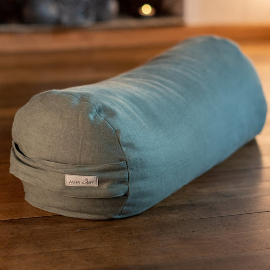MINICAMP Yoga Bolster Meditation Cushion From 100% Linen in Forest Green - Edie And I