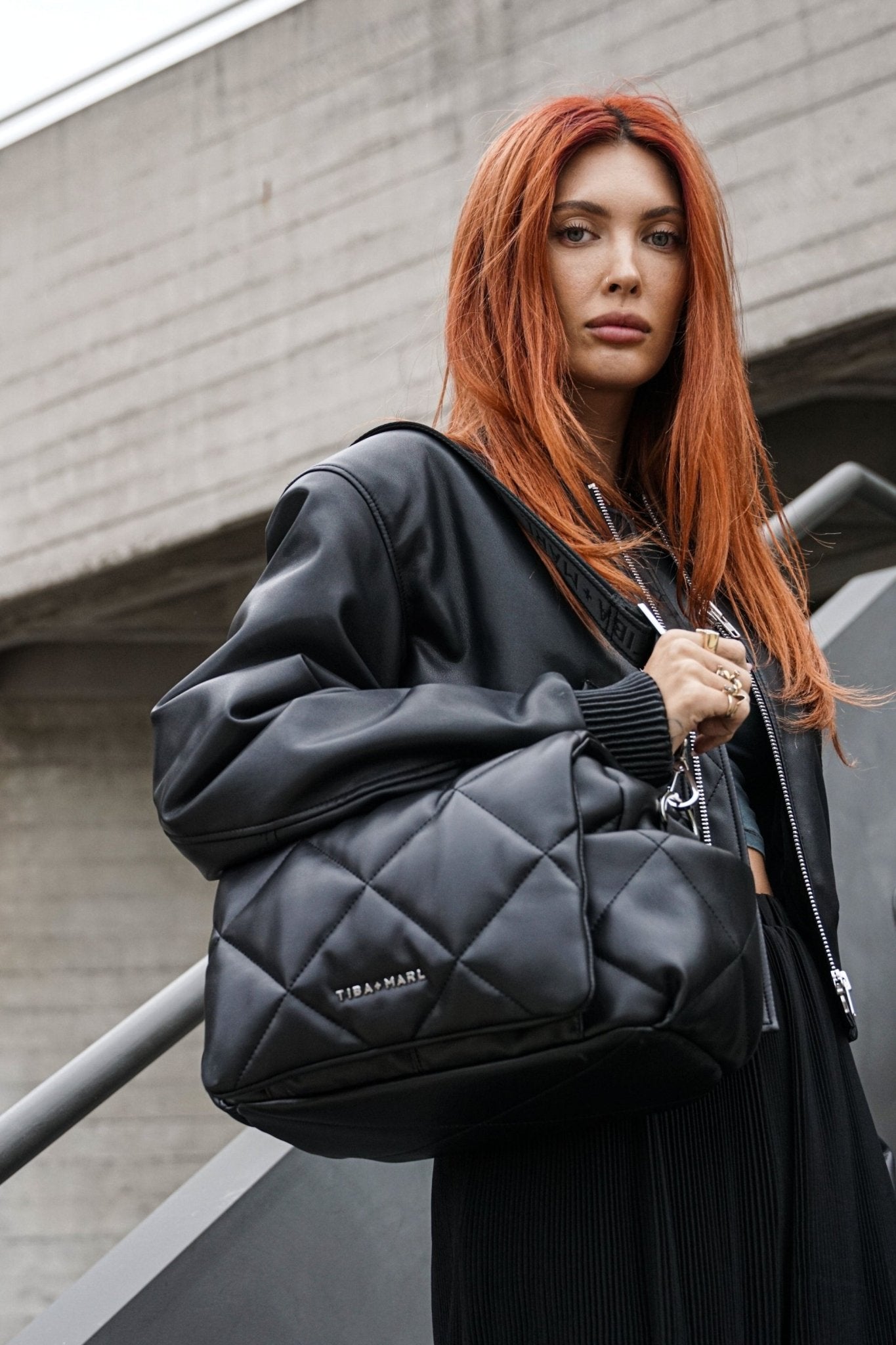 Nova Eco Compact Changing Bag Black Quilted Faux Leather - Edie And I