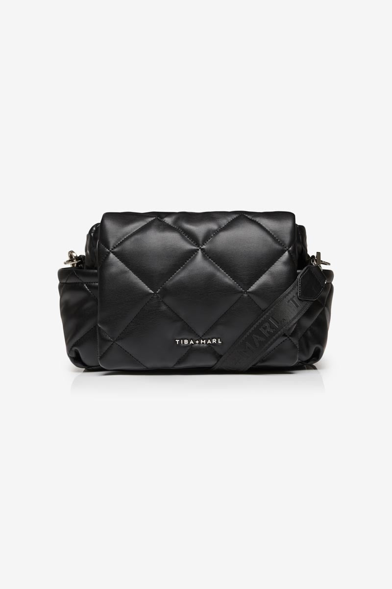 Nova Eco Compact Changing Bag Black Quilted Faux Leather - Edie And I