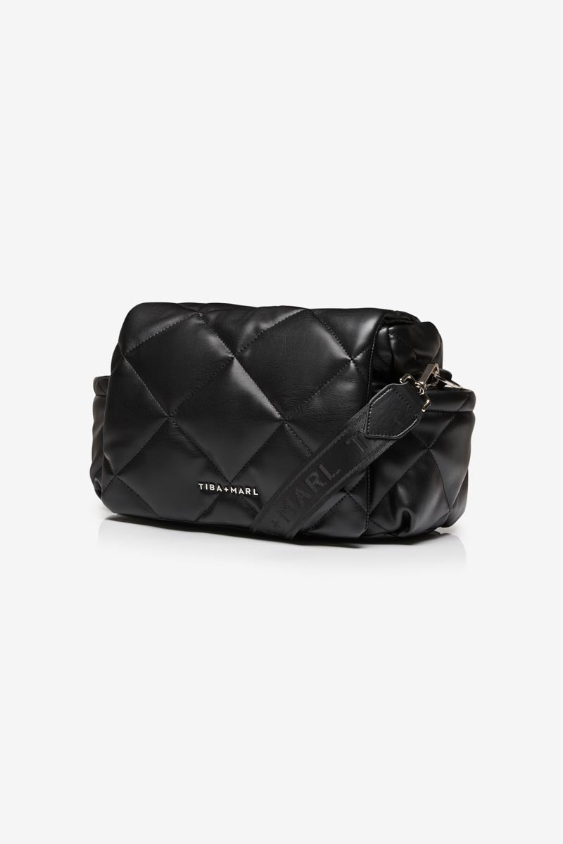 Nova Eco Compact Changing Bag Black Quilted Faux Leather - Edie And I