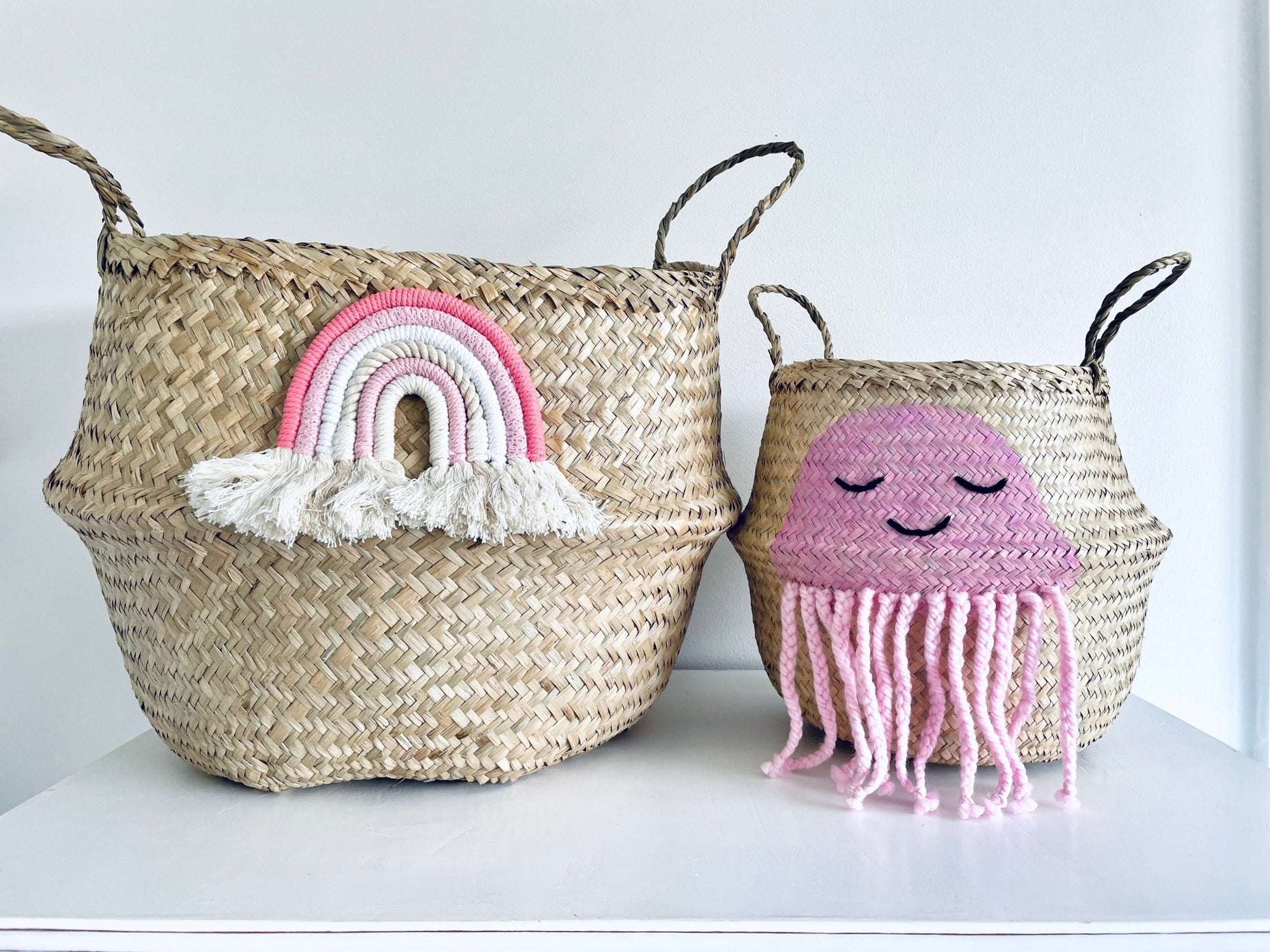 Pastel macrame rainbow basket - Extra Large - Edie And I