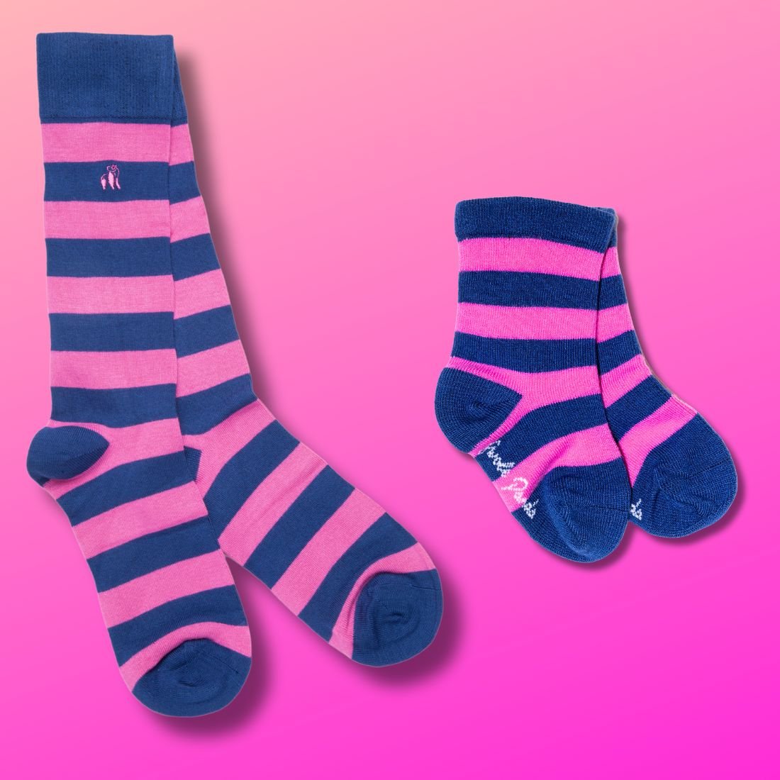 Pink Stripe Matching Bamboo Socks (Adult & Child) - Edie And I