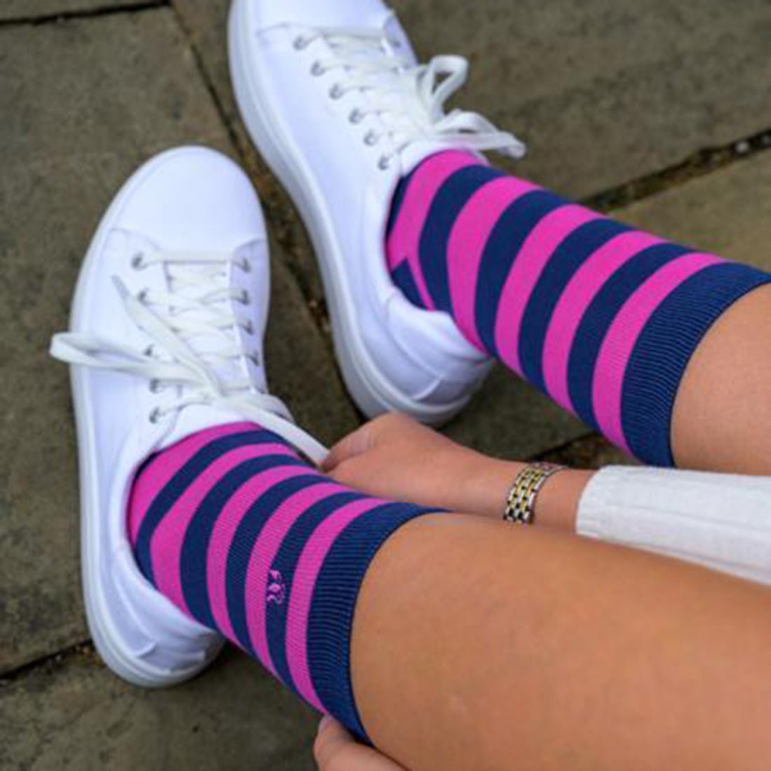 Pink Stripe Matching Bamboo Socks (Adult & Child) - Edie And I