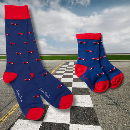 Racing Cars Matching Bamboo Socks (Adult & Child) - Edie And I