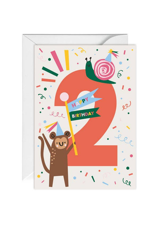 Second Birthday, Animal, 2nd, Birthday Greeting Card - Edie And I