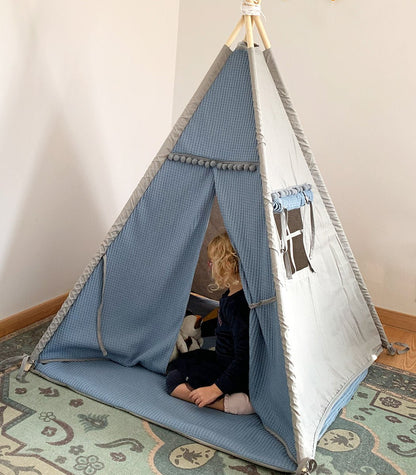 Teepee Play Den in Blue - Edie And I