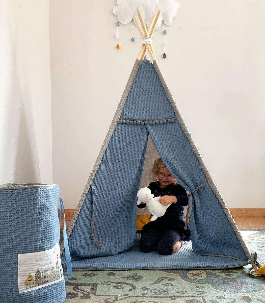 Teepee Play Den in Blue - Edie And I