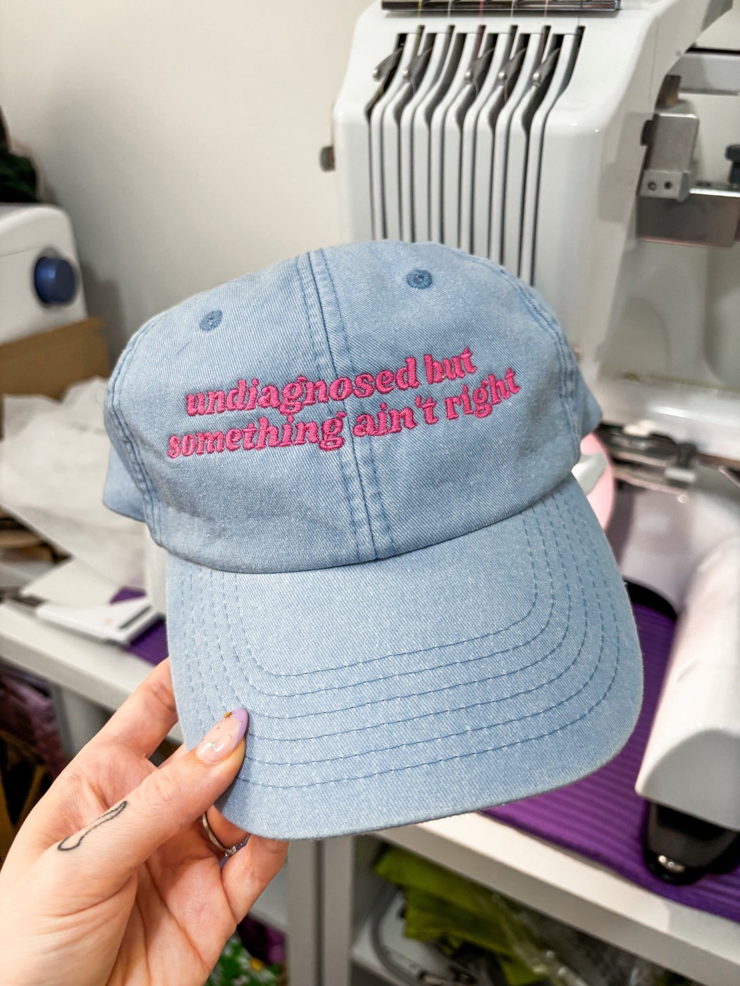 Undiagnosed But Something Ain't Right embroidered baseball cap - Edie And I