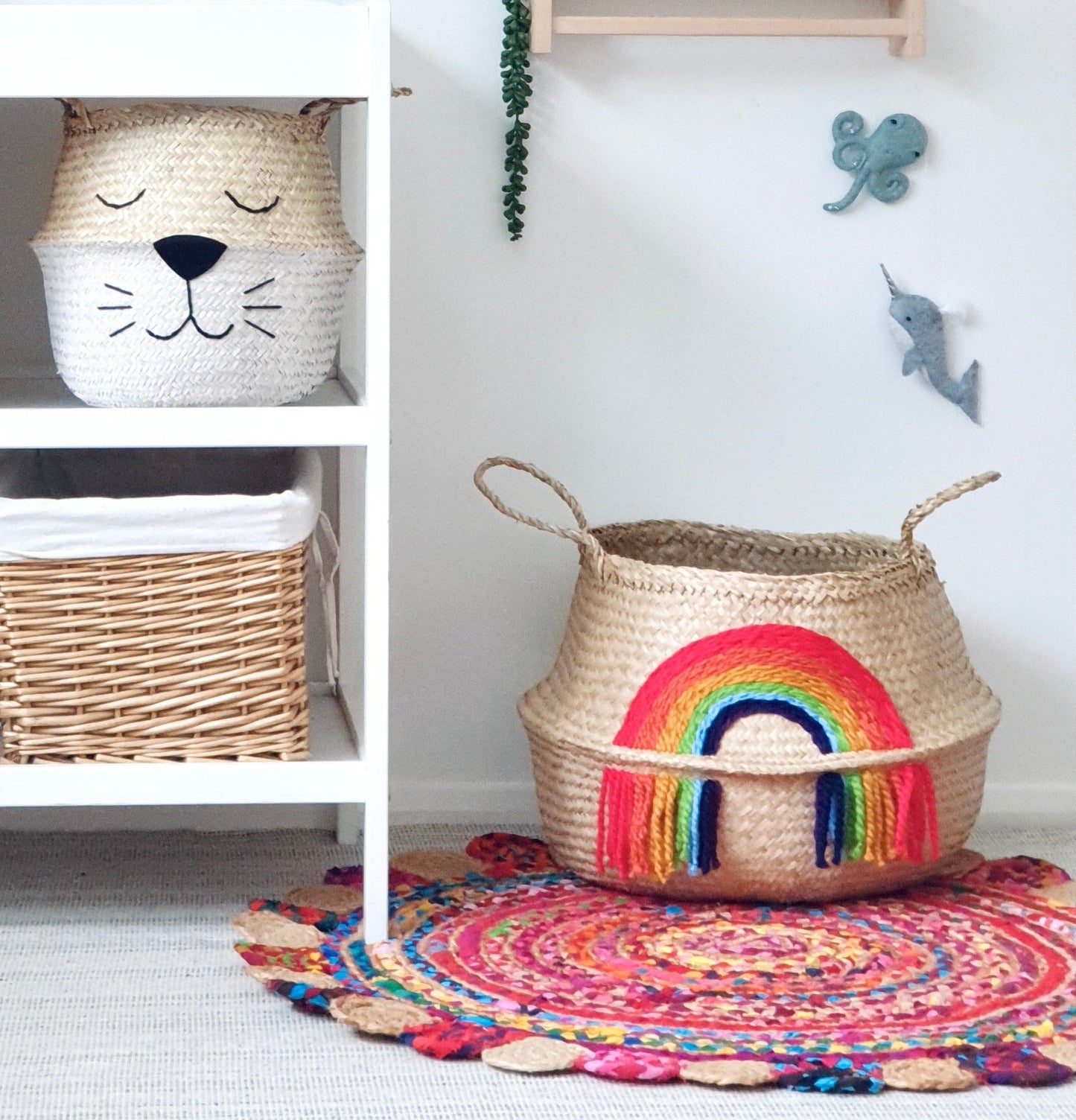 Vivid tassel rainbow basket - Extra Large - Edie And I