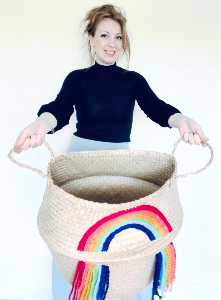 Vivid tassel rainbow basket - Extra Large - Edie And I