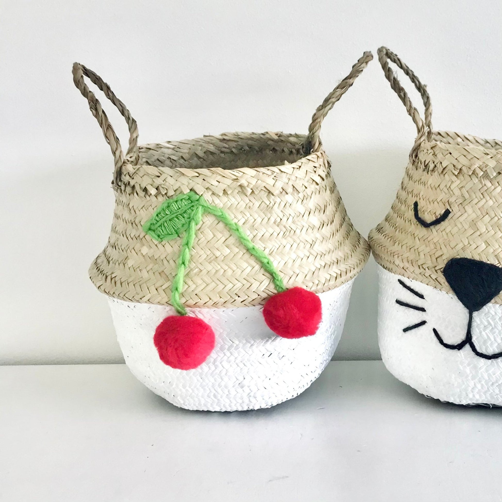 White Cherry Red Basket - Small - Edie And I