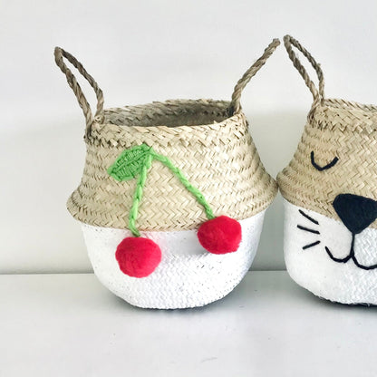 White Cherry Red Basket - Small - Edie And I